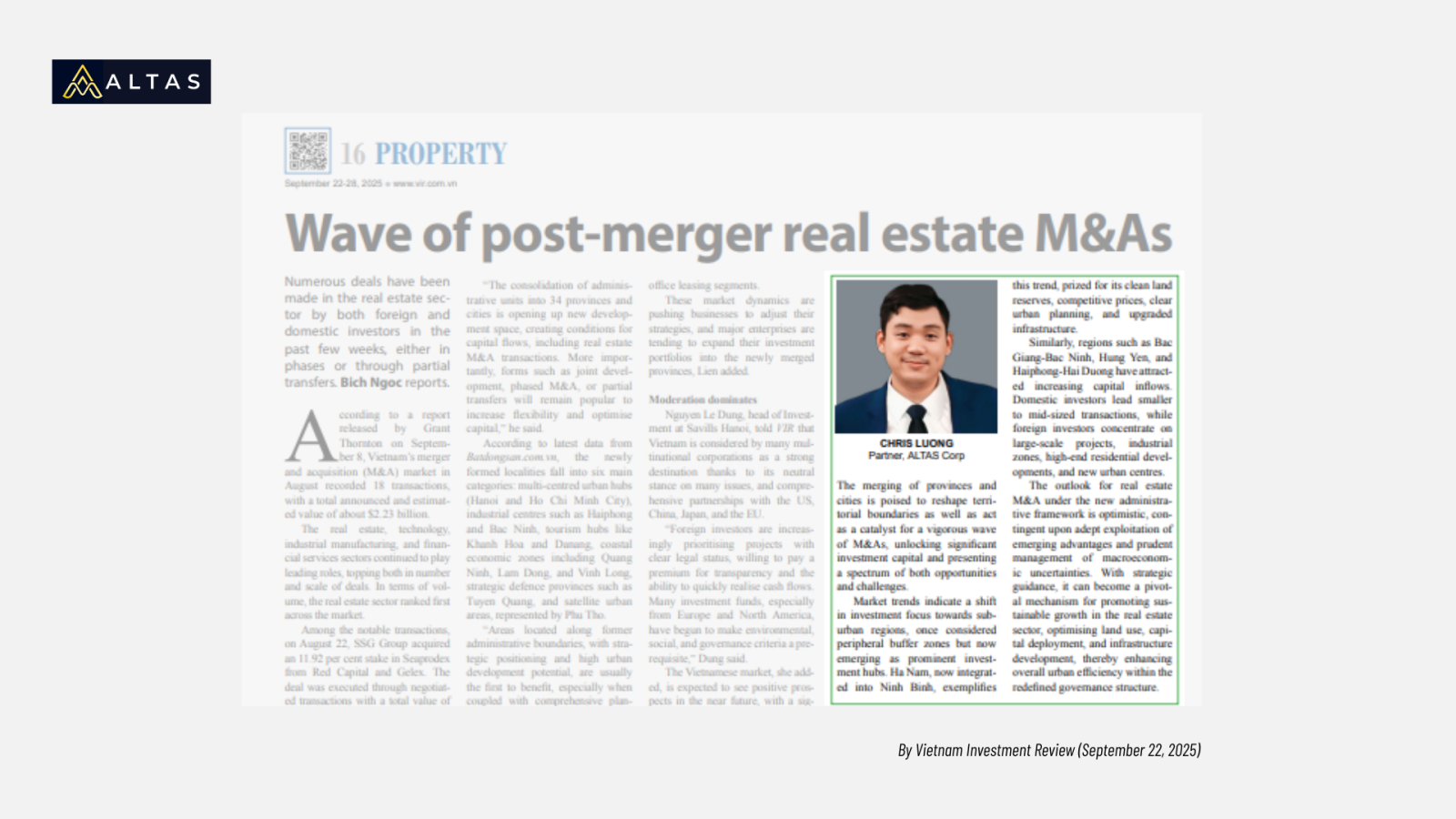 Làn Sóng M&a Bất Động Sản Hậu Sáp Nhập: Góc Nhìn Từ ALTAS CORP 